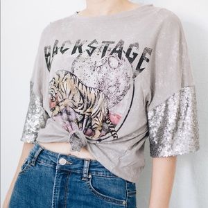 ZARA TOP with silver sequins